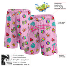Load image into Gallery viewer, Custom Pink White 3D Pattern Summer Ice Cream And Watermelon Authentic Basketball Shorts