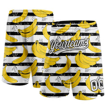 Load image into Gallery viewer, Custom Black White 3D Pattern Banana Authentic Basketball Shorts