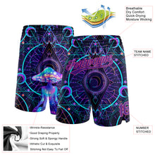 Load image into Gallery viewer, Custom Black Purple-Pink 3D Pattern Magic Mushrooms Over Sacred Geometry Psychedelic Hallucination Authentic Basketball Shorts