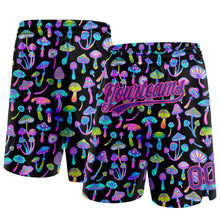 Load image into Gallery viewer, Custom Black Purple-Pink 3D Pattern Magic Mushrooms Psychedelic Hallucination Authentic Basketball Shorts