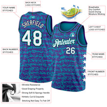 Load image into Gallery viewer, Custom Teal White Purple-Black Authentic City Edition Basketball Jersey