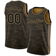 Load image into Gallery viewer, Custom Black Old Gold Authentic City Edition Basketball Jersey