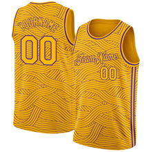 Load image into Gallery viewer, Custom Gold Purple Authentic City Edition Basketball Jersey