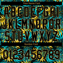 Load image into Gallery viewer, Custom Black Old Gold 3D Pattern Design Hawaii Tropical Palm Leaves Authentic Baseball Jersey