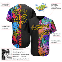 Load image into Gallery viewer, Custom Black Yellow 3D Pattern Design Hawaii Tropical Palm Trees Authentic Baseball Jersey