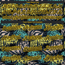 Load image into Gallery viewer, Custom Black Yellow 3D Pattern Design Hawaii Tropical Palm Leaves With Animal Print Authentic Baseball Jersey