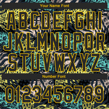 Load image into Gallery viewer, Custom Black Yellow 3D Pattern Design Hawaii Tropical Palm Leaves With Animal Print Authentic Baseball Jersey