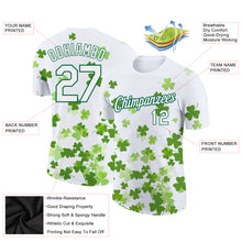 Load image into Gallery viewer, Custom White Kelly Green 3D Pattern Design St. Patrick's Day Performance T-Shirt