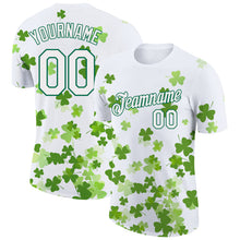 Load image into Gallery viewer, Custom White Kelly Green 3D Pattern Design St. Patrick's Day Performance T-Shirt