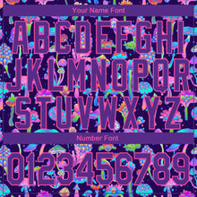 Load image into Gallery viewer, Custom Black Purple-Pink 3D Pattern Design Colorful Flowers And Mushrooms Psychedelic Hallucination Performance T-Shirt