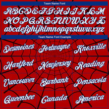 Load image into Gallery viewer, Custom Red White-Royal 3D Pattern Design Spider Performance T-Shirt
