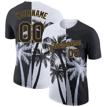 Load image into Gallery viewer, Custom White Black-Old Gold 3D Pattern Design Hawaii Coconut Trees Performance T-Shirt