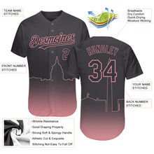 Load image into Gallery viewer, Custom Steel Gray Medium Pink 3D Washington City Edition Fade Fashion Authentic Baseball Jersey