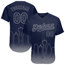 Load image into Gallery viewer, Custom Navy Gray 3D Dallas City Edition Fade Fashion Authentic Baseball Jersey
