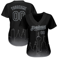 Load image into Gallery viewer, Custom Black Gray 3D San Antonio City Edition Fade Fashion Authentic Baseball Jersey