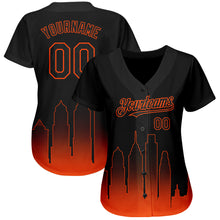Load image into Gallery viewer, Custom Black Orange 3D Philadelphia City Edition Fade Fashion Authentic Baseball Jersey