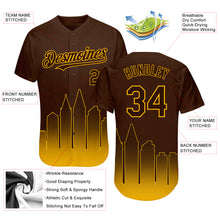 Load image into Gallery viewer, Custom Brown Gold 3D San Diego City Edition Fade Fashion Authentic Baseball Jersey