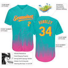 Load image into Gallery viewer, Custom Aqua Yellow-Pink 3D San Diego City Edition Fade Fashion Authentic Baseball Jersey