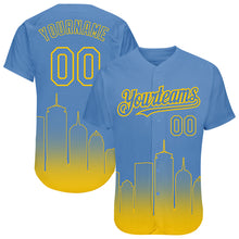 Load image into Gallery viewer, Custom Light Blue Yellow 3D Boston City Edition Fade Fashion Authentic Baseball Jersey