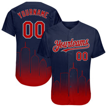 Load image into Gallery viewer, Custom Navy Red-Gray 3D Boston City Edition Fade Fashion Authentic Baseball Jersey