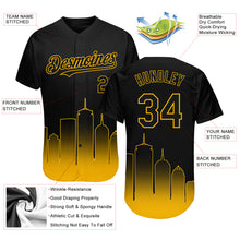 Load image into Gallery viewer, Custom Black Gold 3D Boston City Edition Fade Fashion Authentic Baseball Jersey