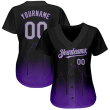 Load image into Gallery viewer, Custom Black Gray-Purple 3D Sacramento City Edition Fade Fashion Authentic Baseball Jersey