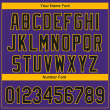 Load image into Gallery viewer, Custom Purple Black-Gold 3D Los Angeles City Edition Fade Fashion Authentic Baseball Jersey