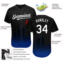 Load image into Gallery viewer, Custom Black White Royal-Red 3D Los Angeles City Edition Fade Fashion Authentic Baseball Jersey