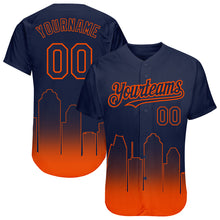 Load image into Gallery viewer, Custom Navy Orange 3D Houston City Edition Fade Fashion Authentic Baseball Jersey