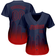 Load image into Gallery viewer, Custom Navy Red 3D Houston City Edition Fade Fashion Authentic Baseball Jersey