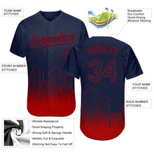 Load image into Gallery viewer, Custom Navy Red 3D Houston City Edition Fade Fashion Authentic Baseball Jersey