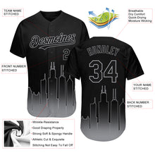 Load image into Gallery viewer, Custom Black Gray 3D Chicago City Edition Fade Fashion Authentic Baseball Jersey