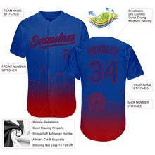Load image into Gallery viewer, Custom Royal Red 3D Atlanta City Edition Fade Fashion Authentic Baseball Jersey