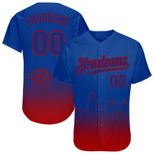 Load image into Gallery viewer, Custom Royal Red 3D Atlanta City Edition Fade Fashion Authentic Baseball Jersey
