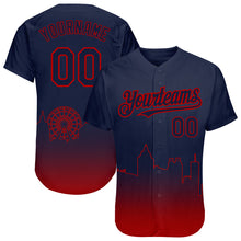Load image into Gallery viewer, Custom Navy Red 3D Atlanta City Edition Fade Fashion Authentic Baseball Jersey