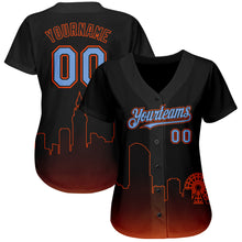 Load image into Gallery viewer, Custom Black Powder Blue-Orange 3D Miami City Edition Fade Fashion Authentic Baseball Jersey