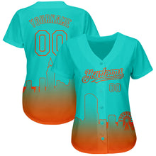 Load image into Gallery viewer, Custom Aqua Orange 3D Miami City Edition Fade Fashion Authentic Baseball Jersey