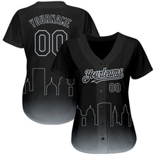 Load image into Gallery viewer, Custom Black Silver 3D Oakland City Edition Fade Fashion Authentic Baseball Jersey