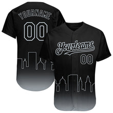 Load image into Gallery viewer, Custom Black Silver 3D Oakland City Edition Fade Fashion Authentic Baseball Jersey