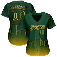 Load image into Gallery viewer, Custom Green Gold 3D Oakland City Edition Fade Fashion Authentic Baseball Jersey