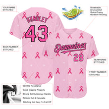 Load image into Gallery viewer, Custom Pink Black 3D Pink Ribbon Breast Cancer Awareness Month Women Health Care Support Authentic Baseball Jersey