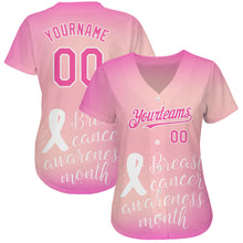 Load image into Gallery viewer, Custom Pink White 3D Pink Ribbon Breast Cancer Awareness Month Women Health Care Support Authentic Baseball Jersey