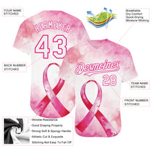 Load image into Gallery viewer, Custom Pink White-Hot Pink 3D Pink Ribbon Breast Cancer Awareness Month Women Health Care Support Authentic Baseball Jersey