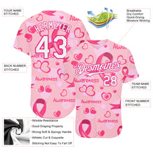 Load image into Gallery viewer, Custom Pink White-Hot Pink 3D Pink Ribbon Breast Cancer Awareness Month Women Health Care Support Authentic Baseball Jersey