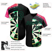 Load image into Gallery viewer, Custom Black Kelly Green-Red 3D Pattern Design Dart Board Authentic Baseball Jersey