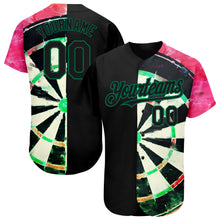 Load image into Gallery viewer, Custom Black Kelly Green-Red 3D Pattern Design Dart Board Authentic Baseball Jersey