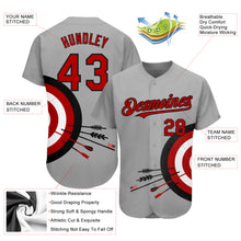Load image into Gallery viewer, Custom Gray Red-Black 3D Pattern Design Dart Board Target Authentic Baseball Jersey