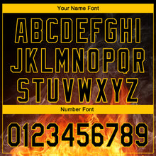 Load image into Gallery viewer, Custom Black Gold 3D Pattern Design Flame Dart Board Authentic Baseball Jersey