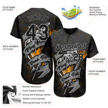Load image into Gallery viewer, Custom Black Gray 3D Pattern Design Play Dart Drink Beer Authentic Baseball Jersey