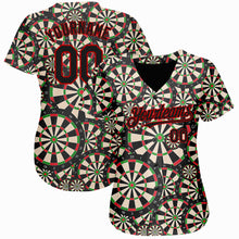 Load image into Gallery viewer, Custom Black Red 3D Pattern Design Dart Board Authentic Baseball Jersey